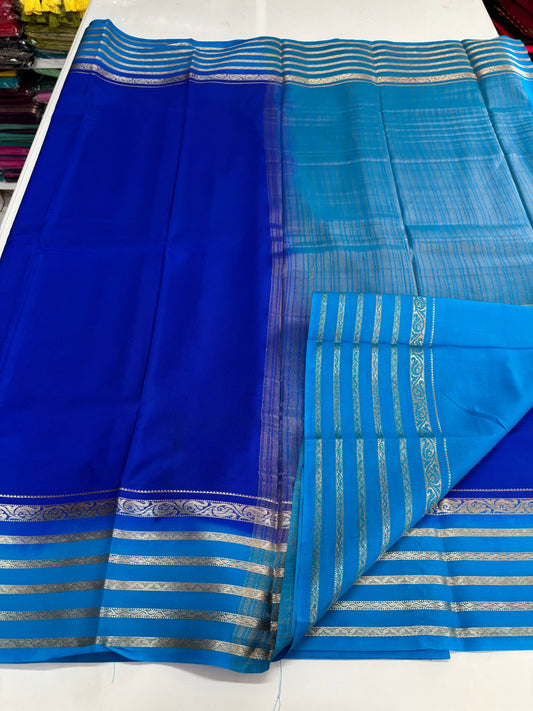 Semi Mysore Crepe (Premium, 5 lines Border)