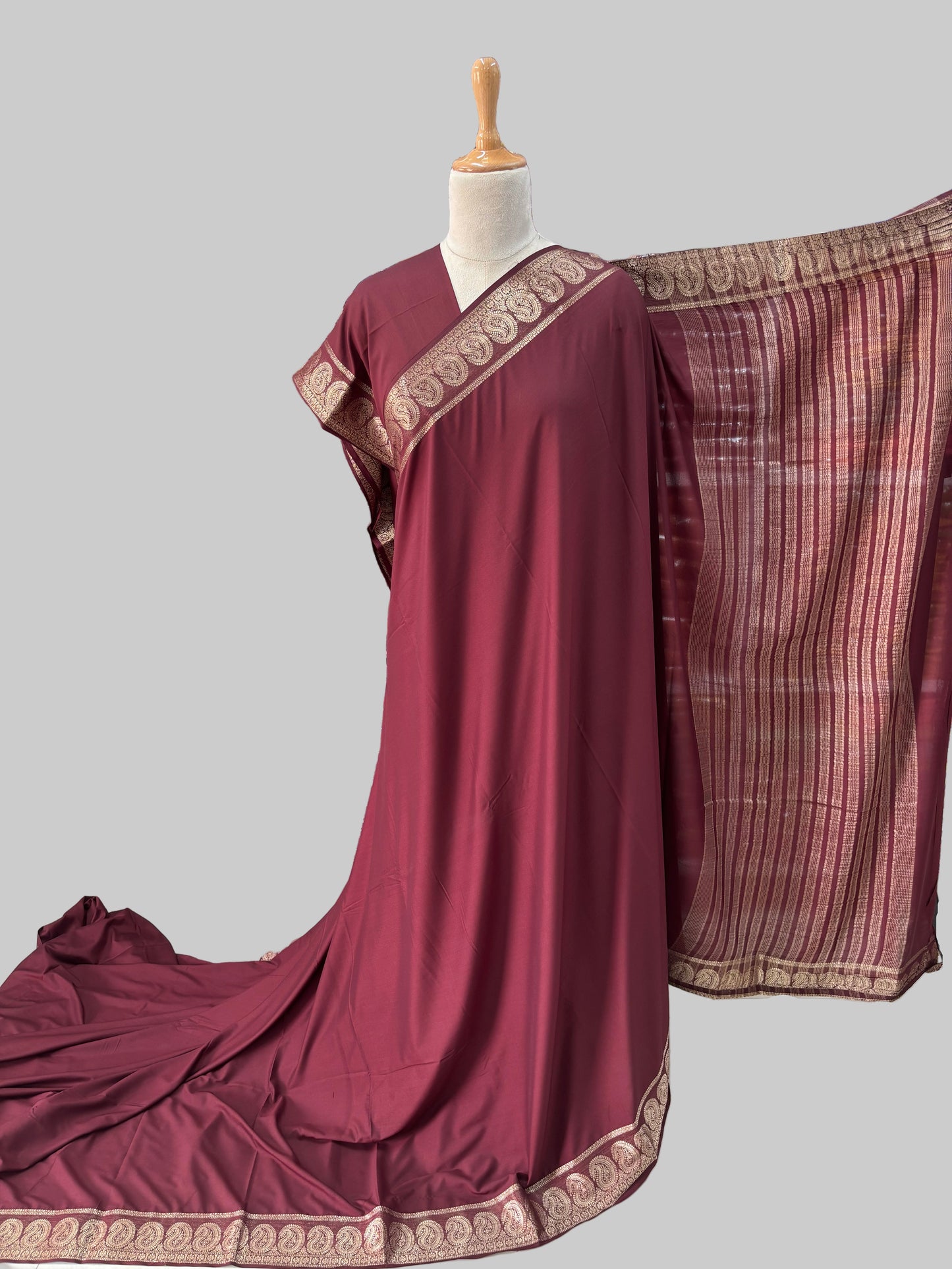 Semi Mysore Crepe (Self, Premium, Mango Border)