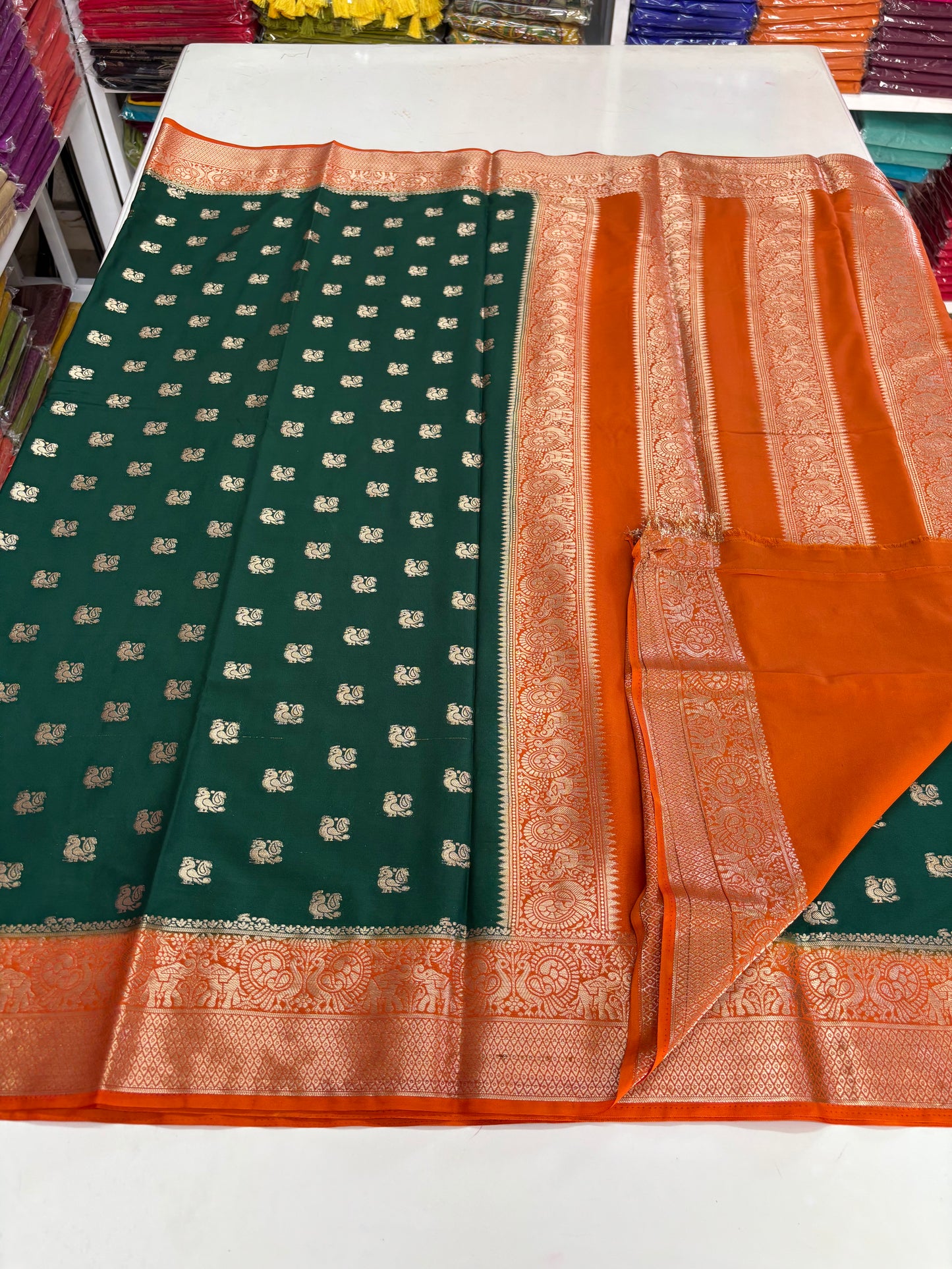 Semi Mysore Crepe (Super Premium, Peacock Motifs)