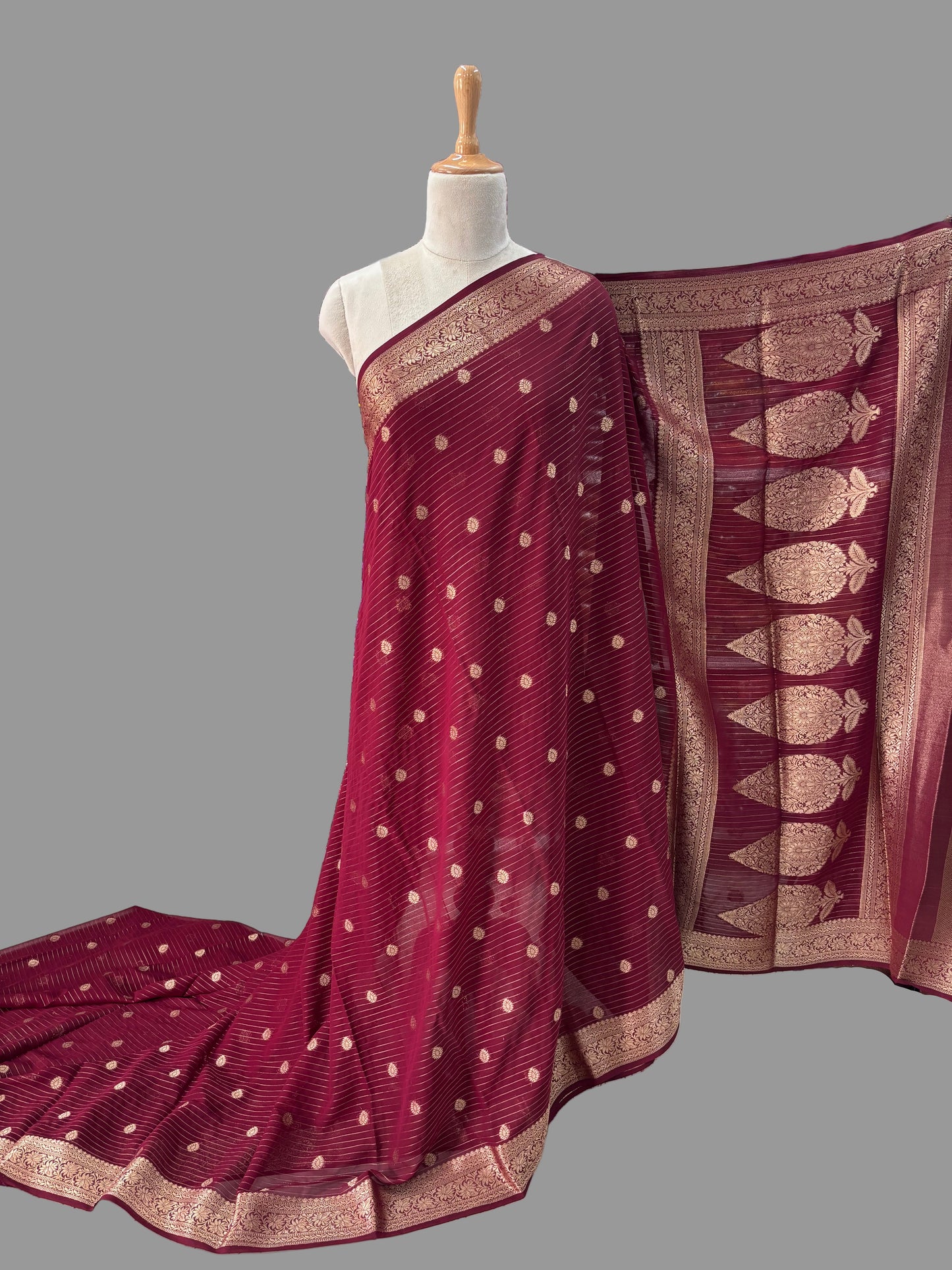 Georgette Chiffon (Horizontal Lines, Motifs, and Rich Pallu)
