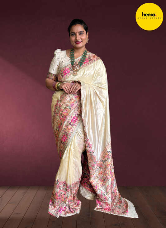 Kashmiri Pashmina Saree (Dori Border)