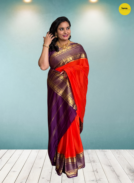 Semi Mysore Crepe (Mango, Rudrakshi, Mayuri Border)