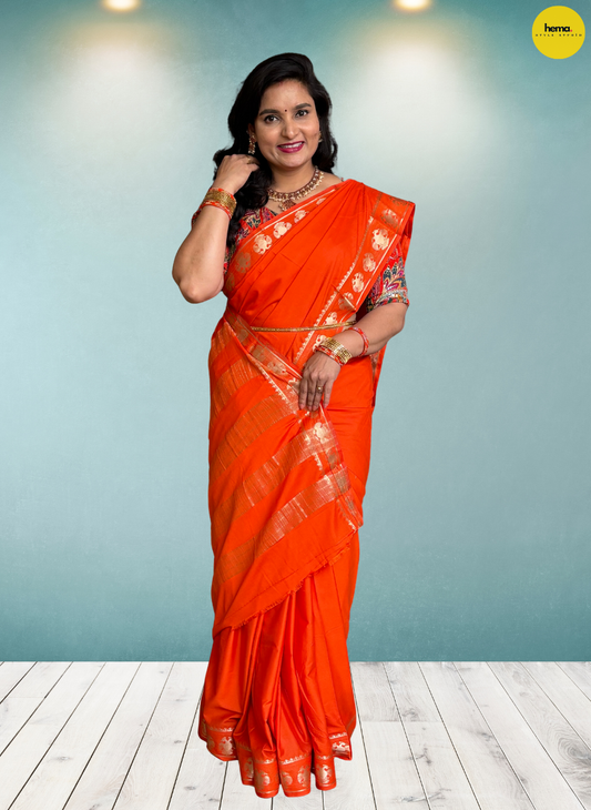 Semi Mysore Crepe (Medium, Gandabherunda Border)