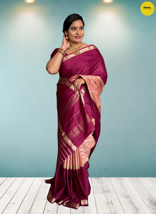 Semi Mysore Crepe (Contrast, 2D, Horizontal Lines)