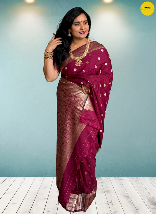 Banarasi Crepe (Floral Border and Grand Pallu)