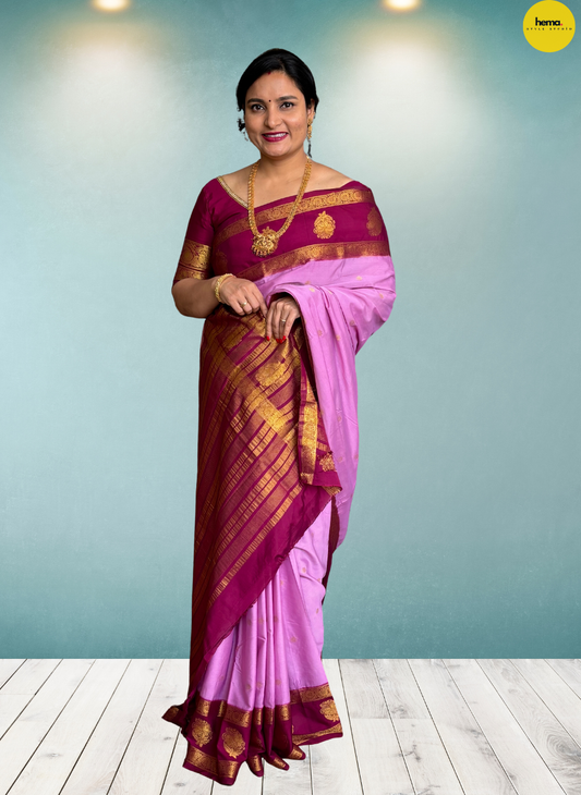 Semi Mysore Crepe (Floral Motif Bentex Border)