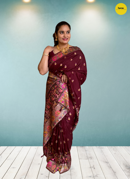 Kashmiri Pashmina Saree (Village Theme)