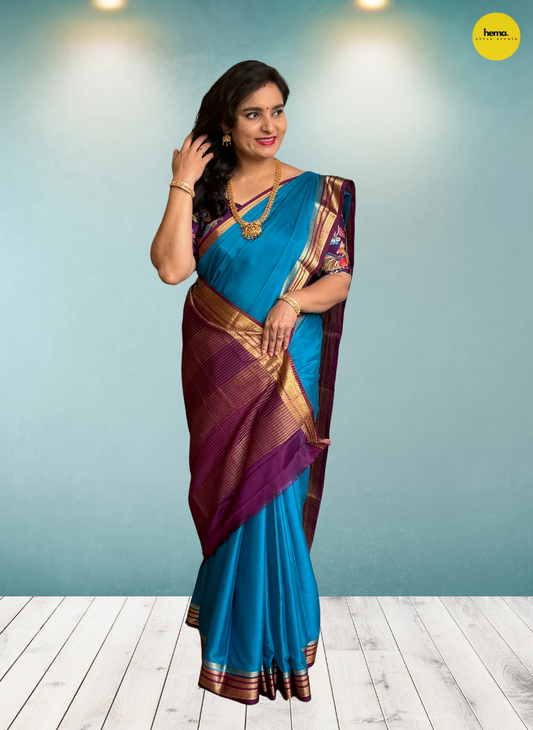 Semi Mysore Crepe (Golden Sequence Border)