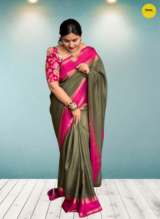 Georgette Chiffon (Checks, Bentex Border)