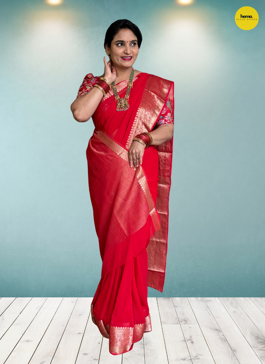 Georgette Chiffon (Floral Border)