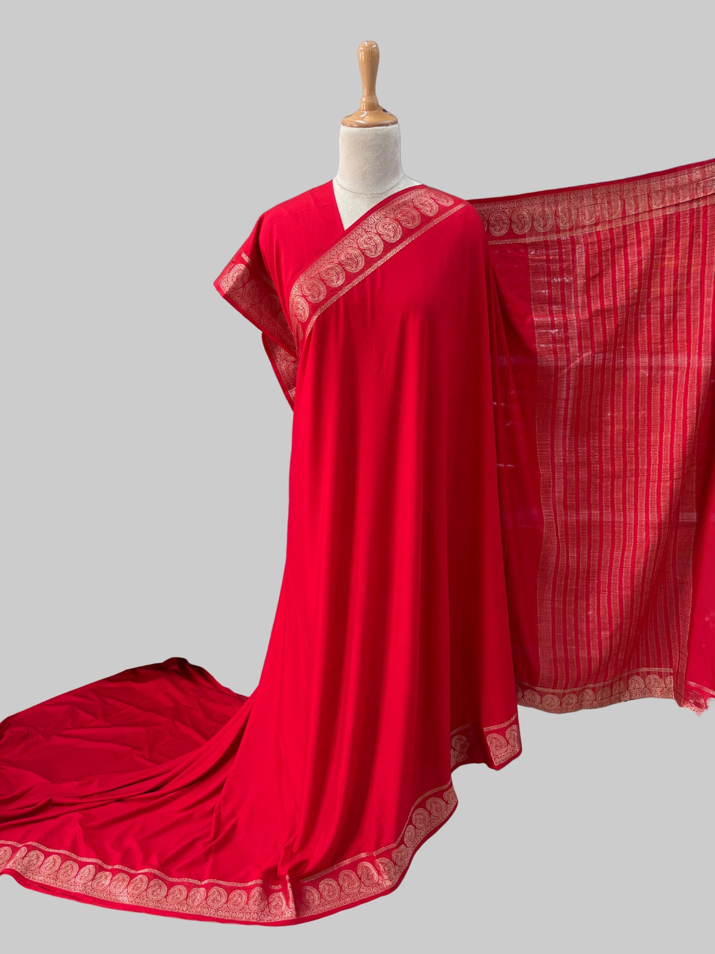 Semi Mysore Crepe (Self, Premium, Mango Border)