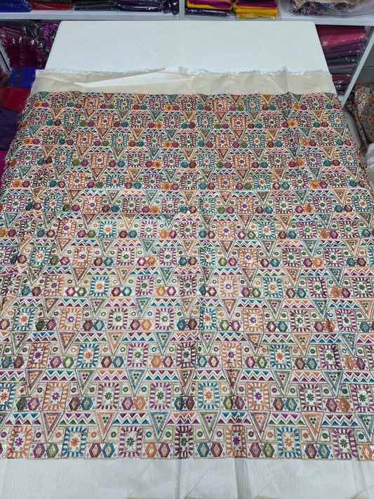 Raw Silk Blouse Fabric (HSSB7, Heavy Embroidery Work)