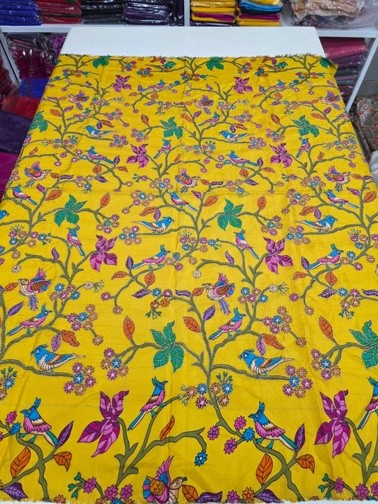 Kalamkari Blouse Fabric (HSSB6, Russian Silk Positioning Work)