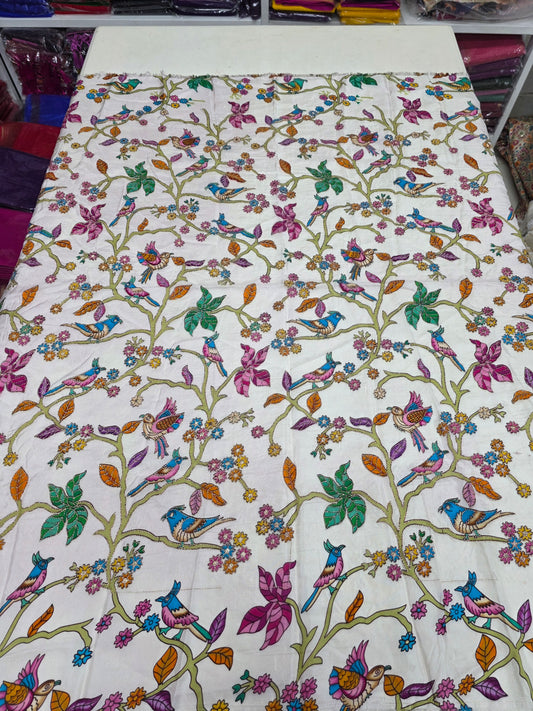 Kalamkari Blouse Fabric (HSSB6, Russian Silk Positioning Work)