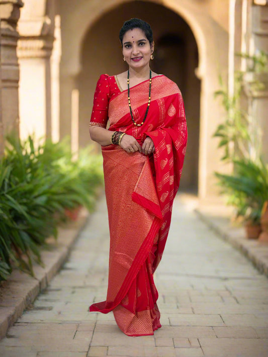 Banarasi Khaddi Georgette (Premium, Mango Motifs and Rich Pallu)
