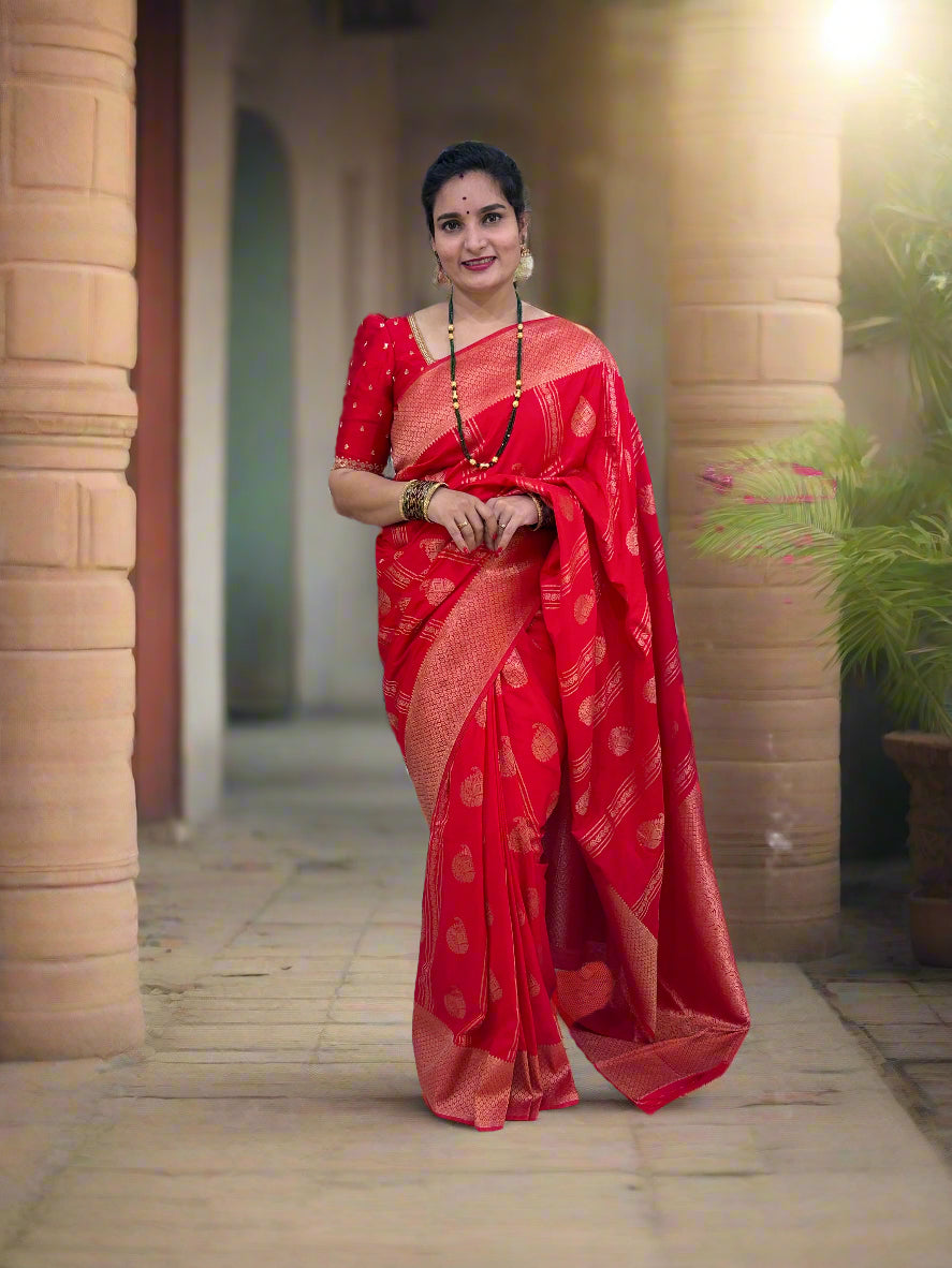 Banarasi Khaddi Georgette (Premium, Mango Motifs and Rich Pallu)