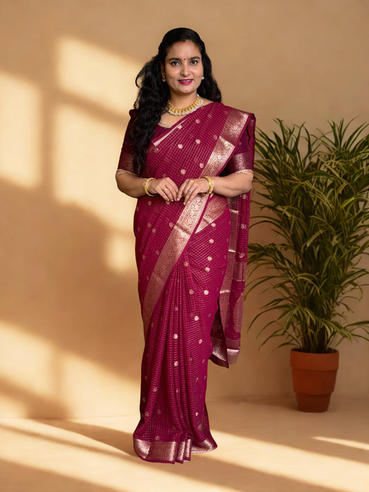 Georgette Chiffon (Checks, Motifs, and Rich Pallu)