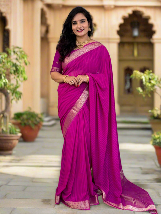Embossed Georgette (Leaf Border)