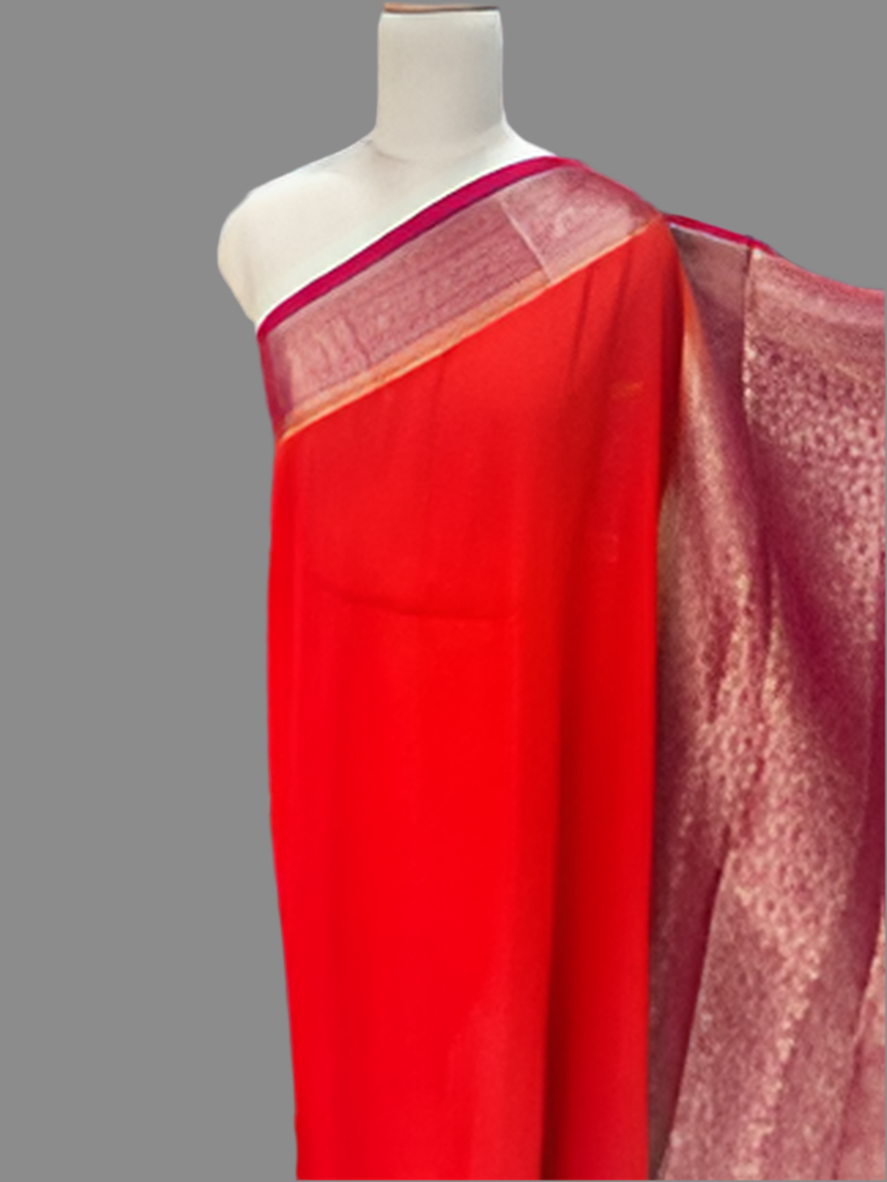 Georgette Chiffon (Contrast, Grand Pallu and Brocade Blouse)