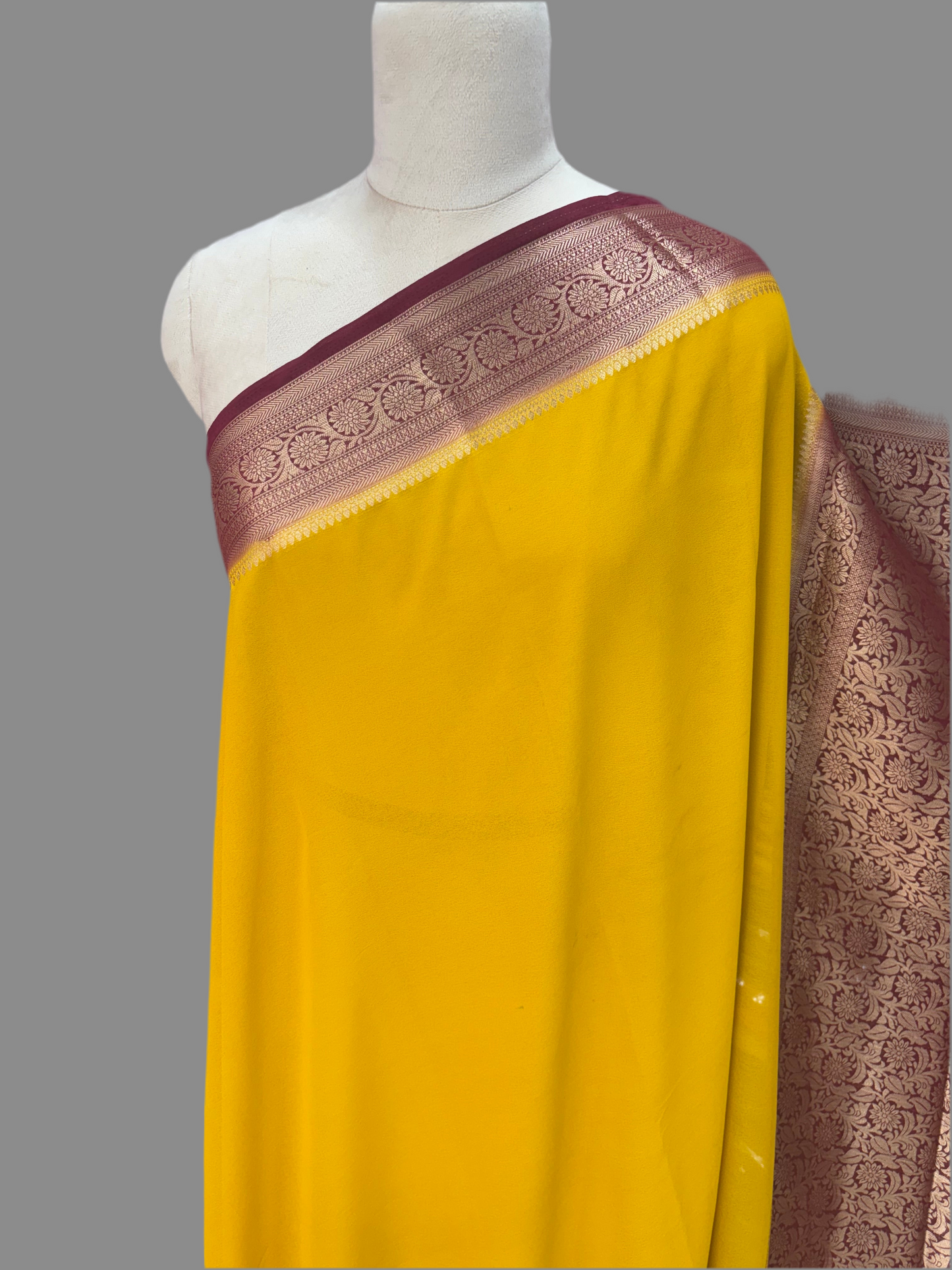 Georgette Chiffon (Contrast, Grand Pallu and Brocade Blouse)