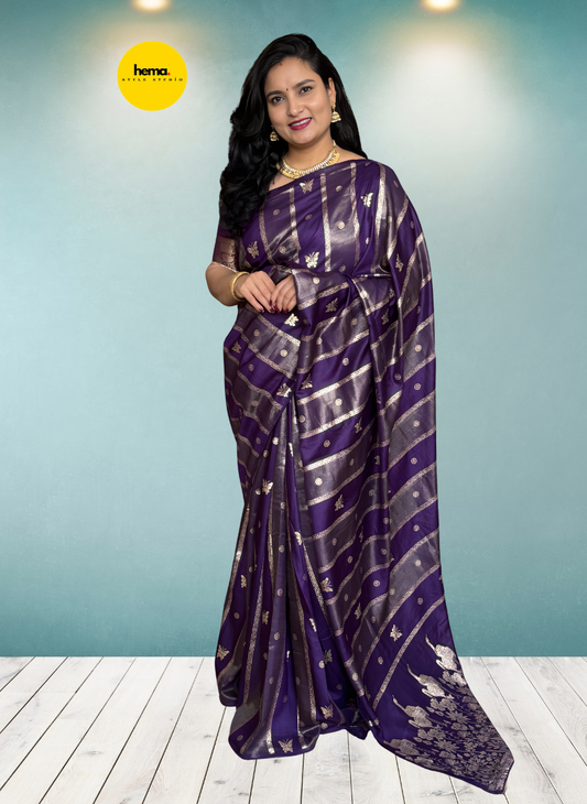 Dola Saree (Borderless, Butterfly Motifs)