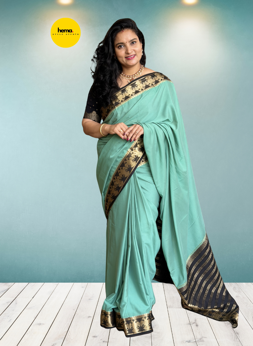 Semi Mysore Crepe (Contrast, Gandabherunda Border)