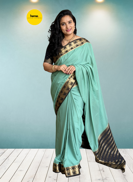 Semi Mysore Crepe (Contrast, Gandabherunda Border)