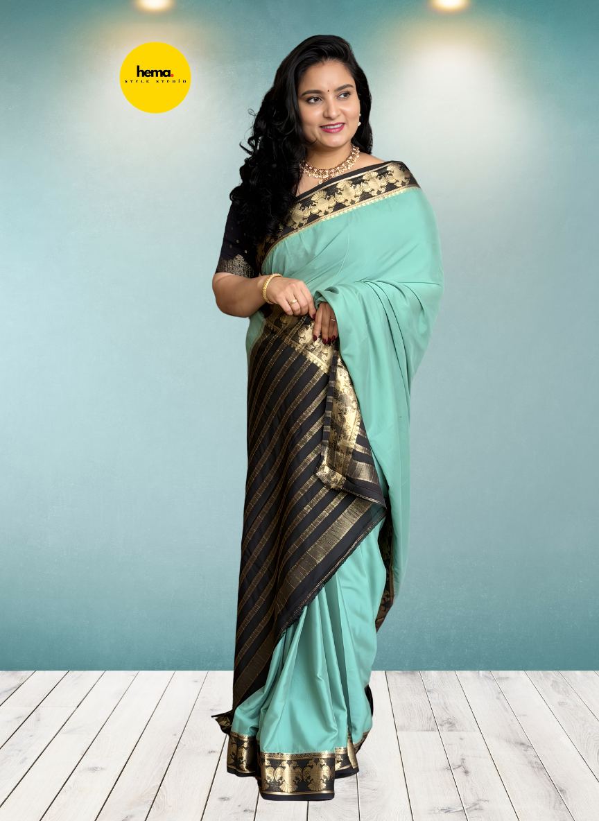 Semi Mysore Crepe (Contrast, Gandabherunda Border)