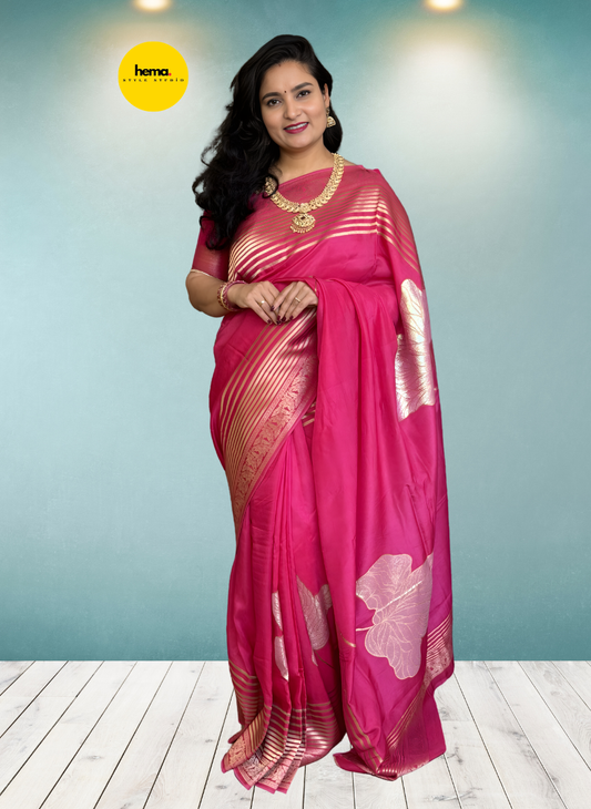 Pure Viscose Saree (Fancy, Shiny Flowers)