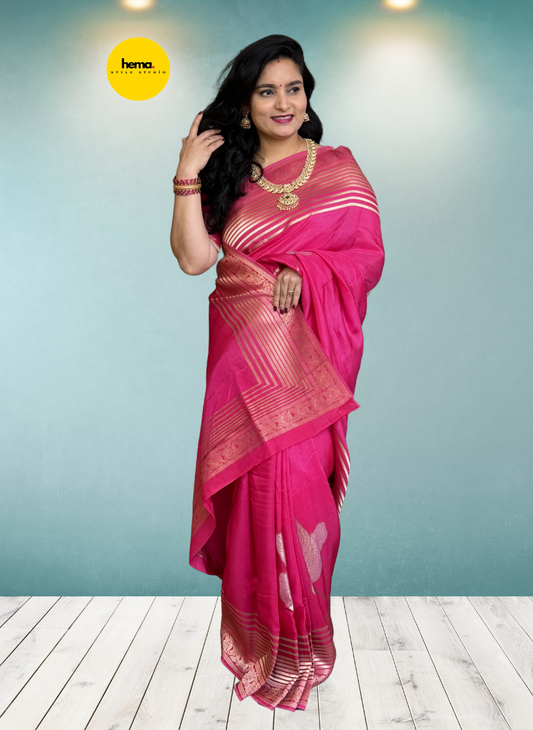 Pure Viscose Saree (Fancy, Shiny Flowers)