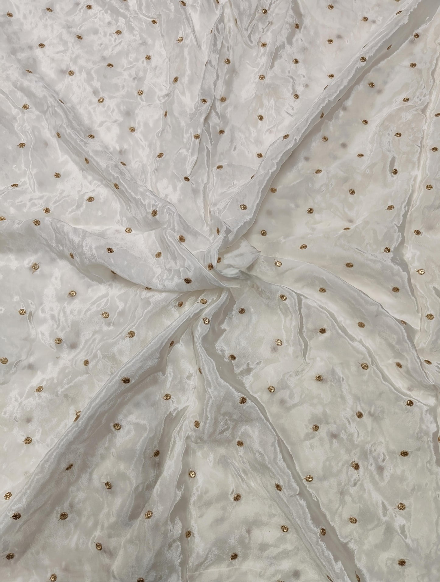 Natural Crepe Blouse Fabric (HSSB15, Golden Motifs)