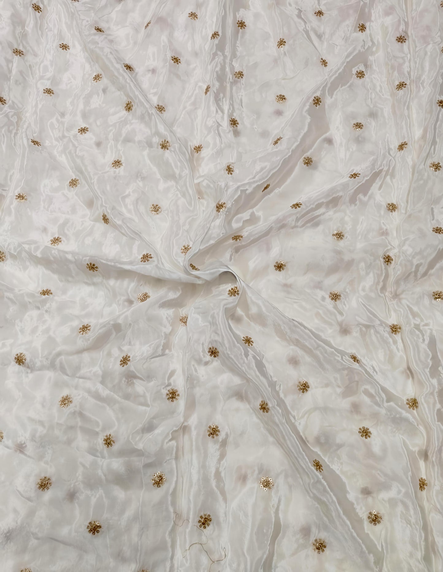 Natural Crepe Blouse Fabric (HSSB15, Golden Motifs)