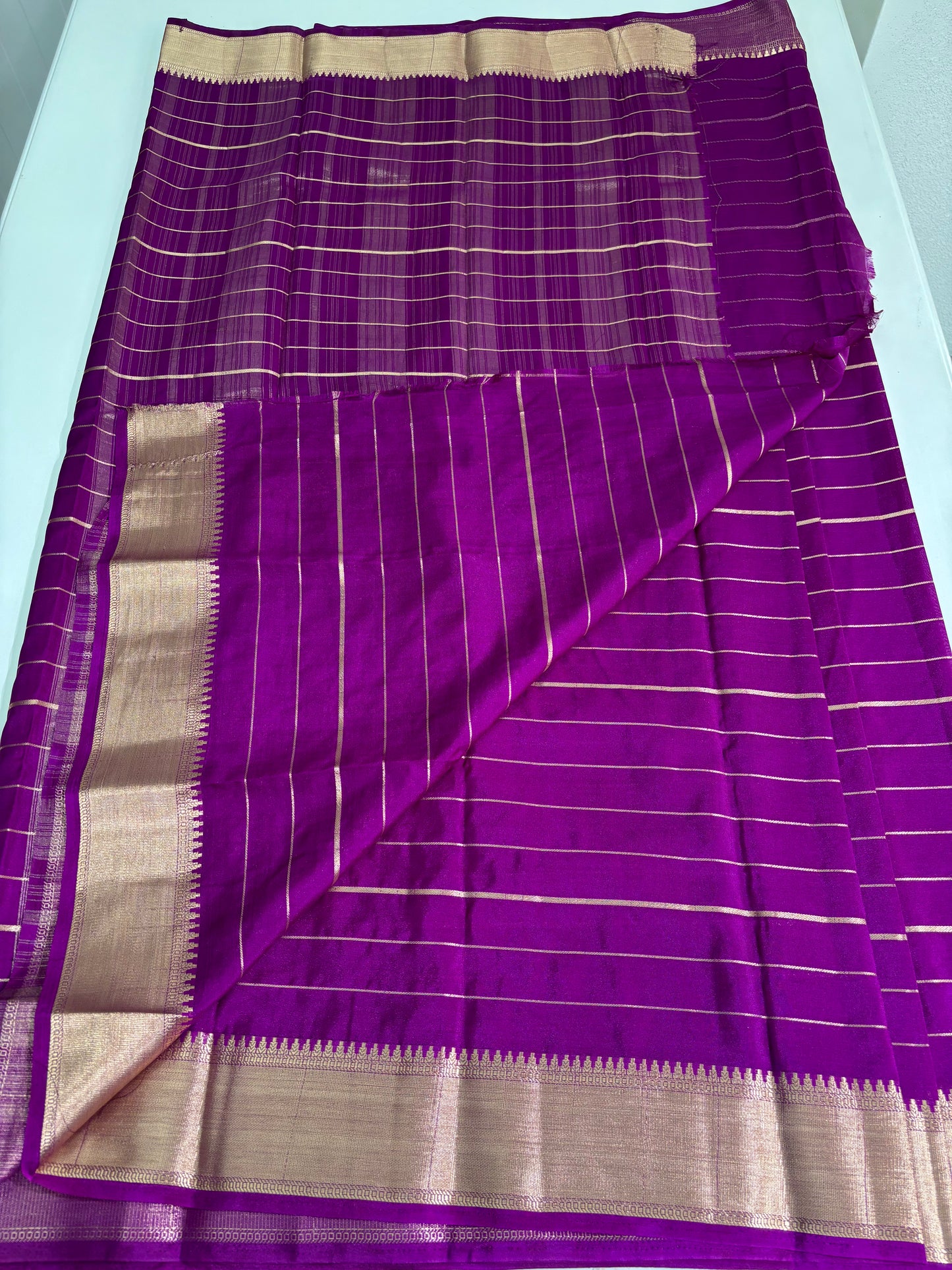 Semi Mysore Crepe (Self Colour Kanchi Border)
