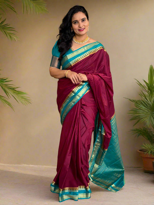 Semi Mysore Crepe (Premium, Medium Mango Bentex Border)