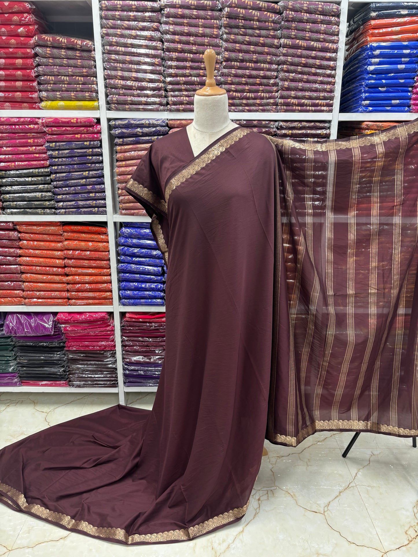 Semi Mysore Crepe (Small Mango Border)