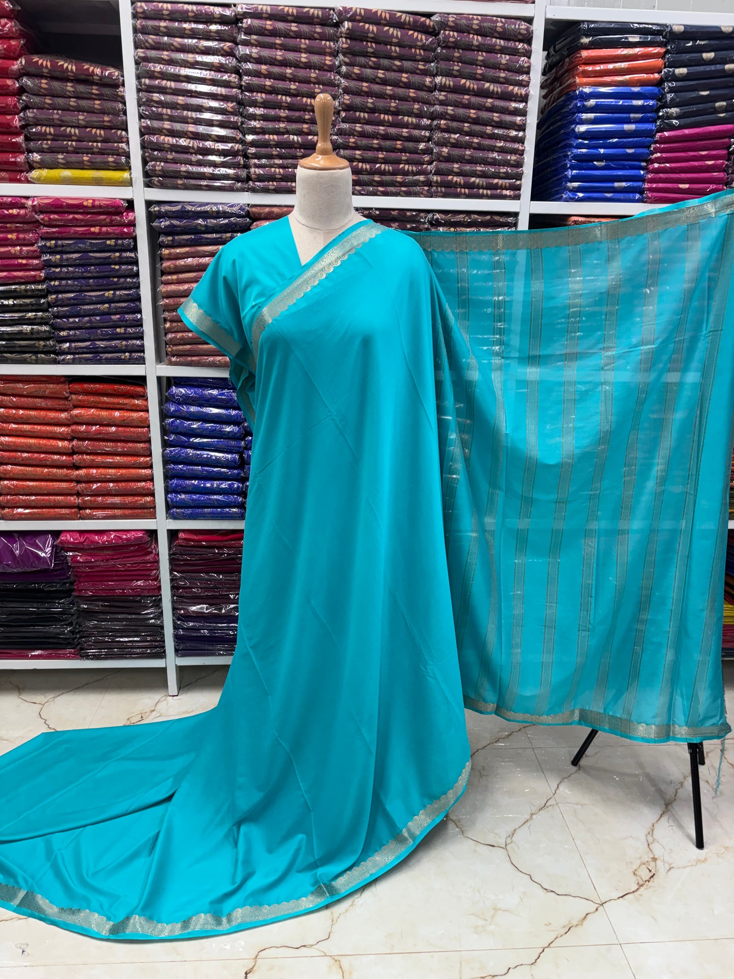 Semi Mysore Crepe (Small Mango Border)