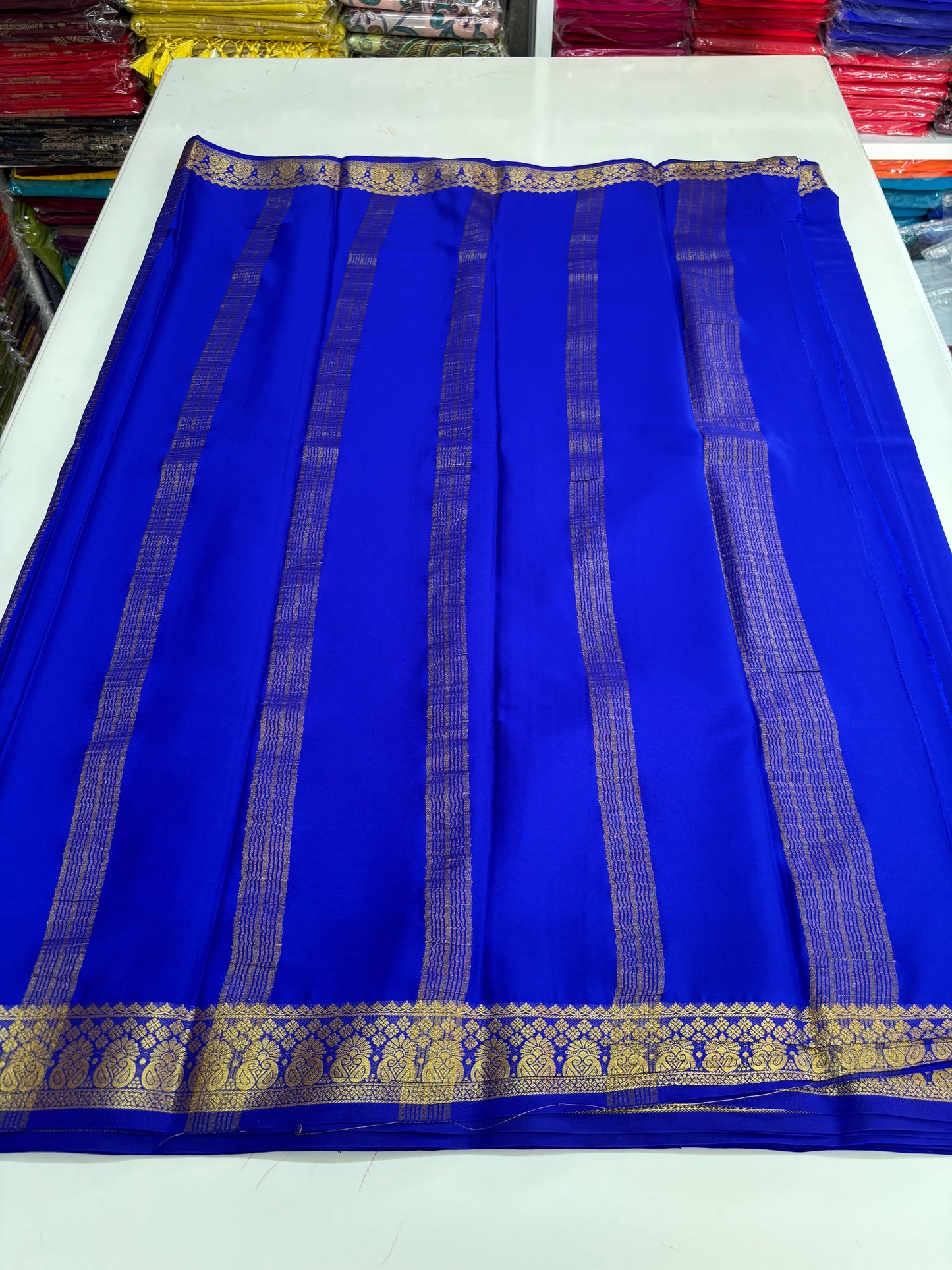 Semi Mysore Crepe (Premium, Self Double Mangoes Border)