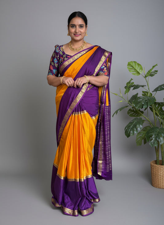 Semi Mysore Crepe (Small Border Big Bentex 2D Pattern)