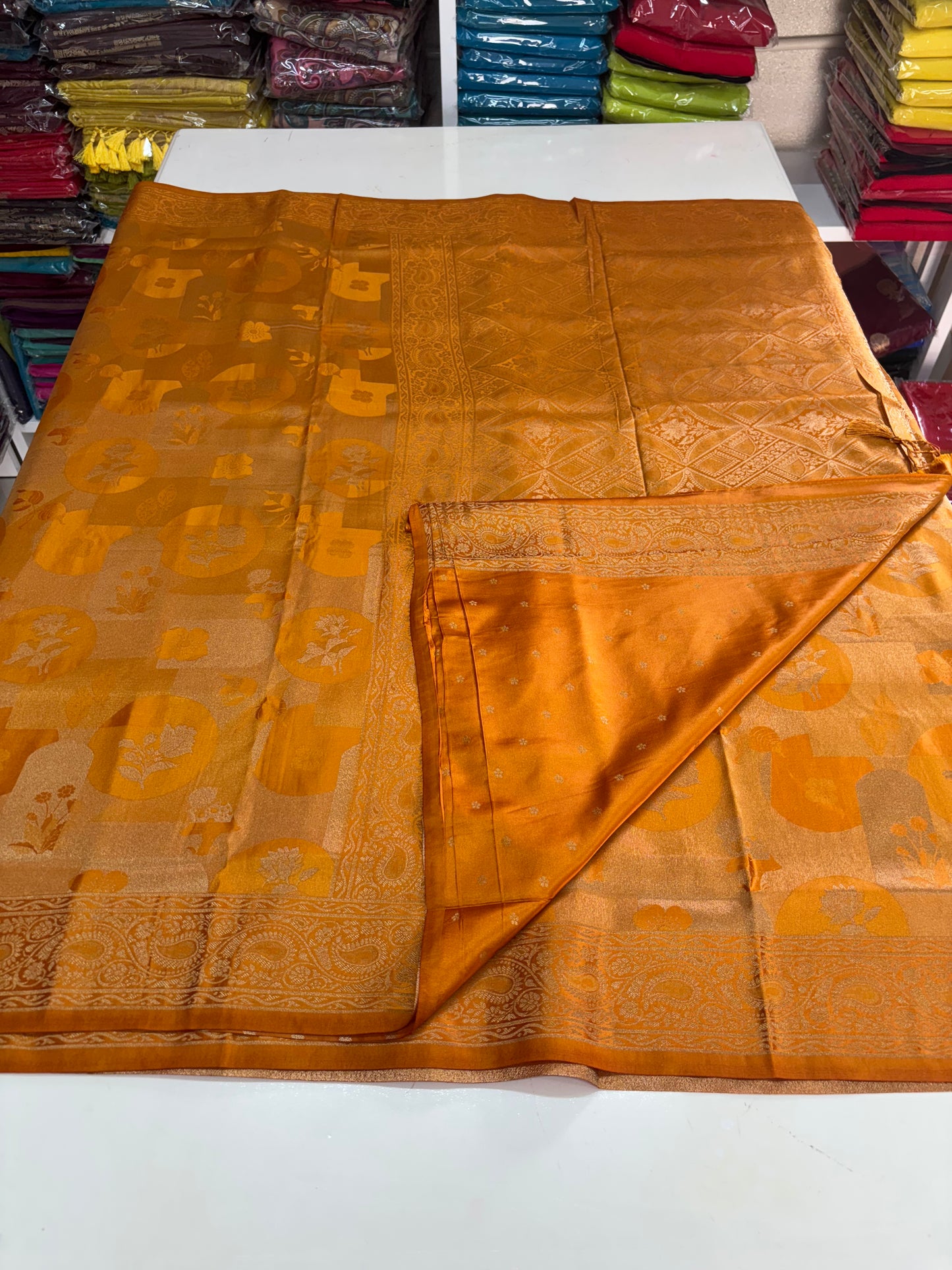 Satin Saree (Premium, Abstract and Floral Body Design)
