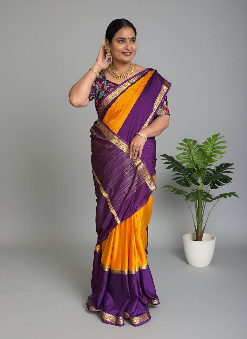 Semi Mysore Crepe (Small Border Big Bentex 2D Pattern)