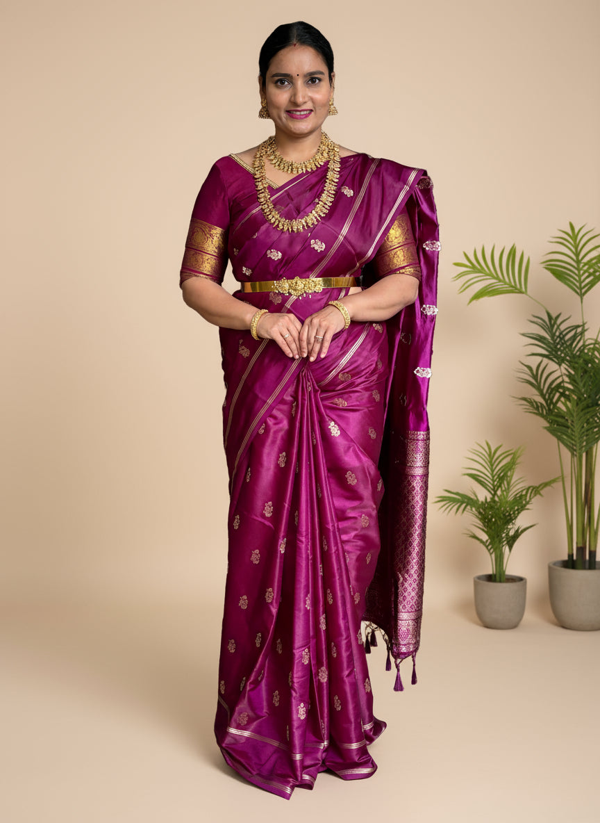 Butter Viscose (Leaf Motifs and Grand Pallu)