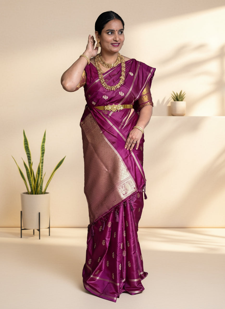 Butter Viscose (Leaf Motifs and Grand Pallu)