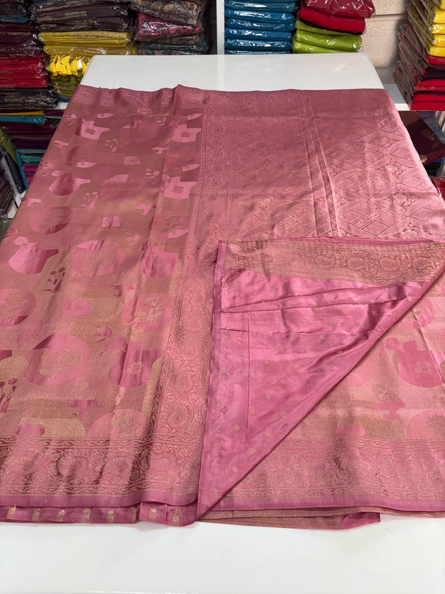 Satin Saree (Premium, Abstract and Floral Body Design)