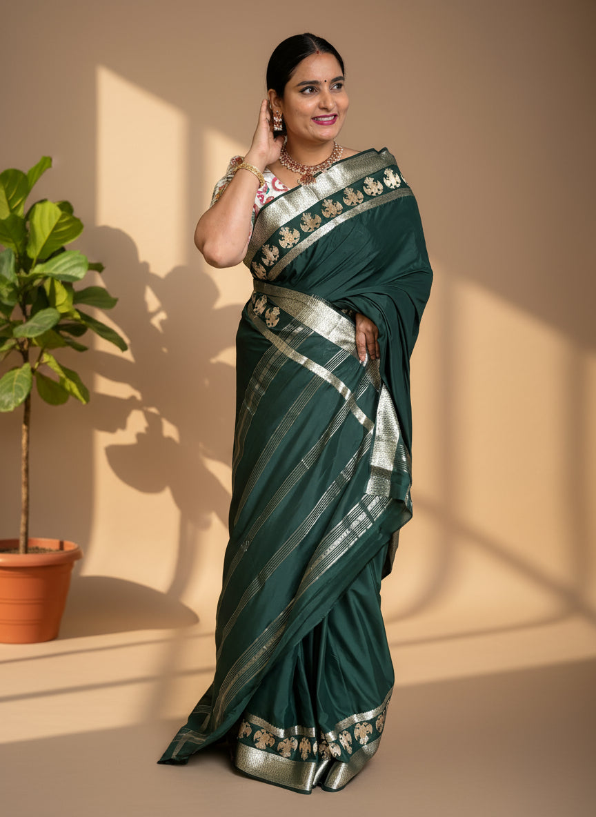 Semi Mysore Crepe (Gandabherunda Embroidery)