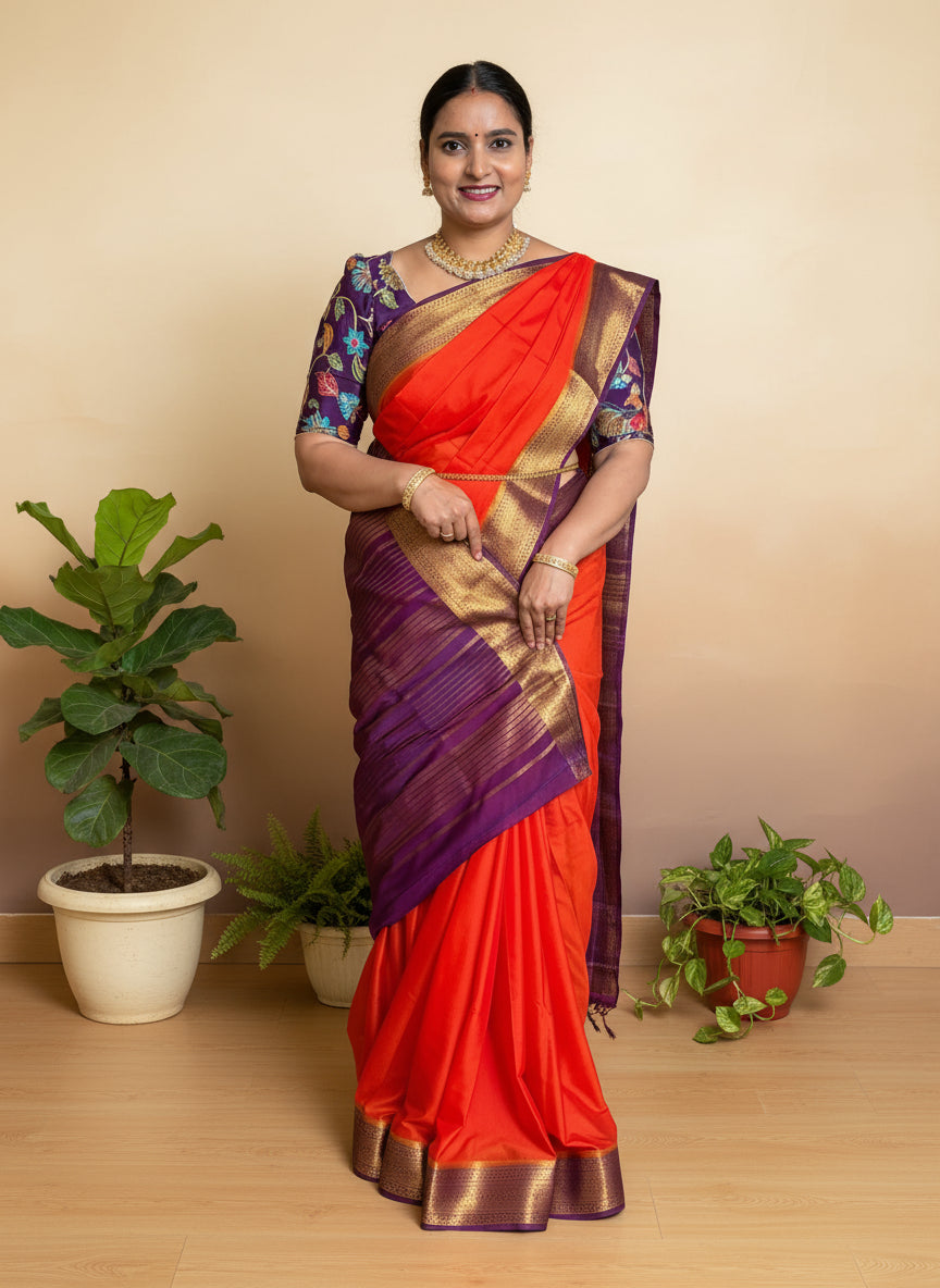 Semi Mysore Crepe (Mango and Floral Border)