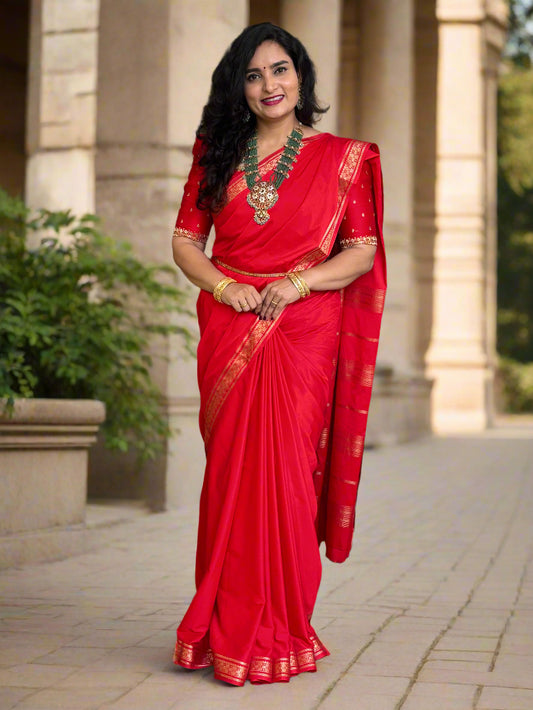 Semi Mysore Crepe (Self, Small Bentex Floral Border)
