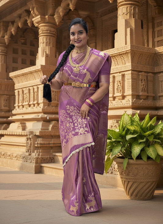 Premium Viscose Saree (Borderless Deer)