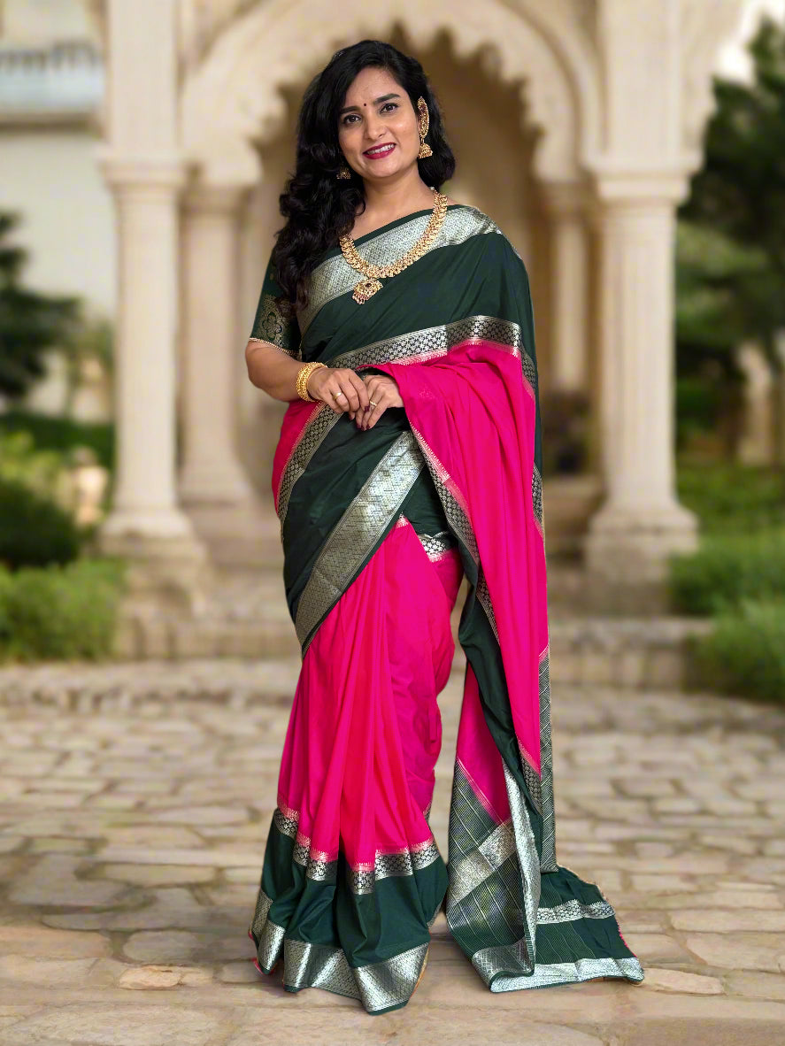 Semi Mysore Crepe (Premium, Contrast Big Bentex Star Border)