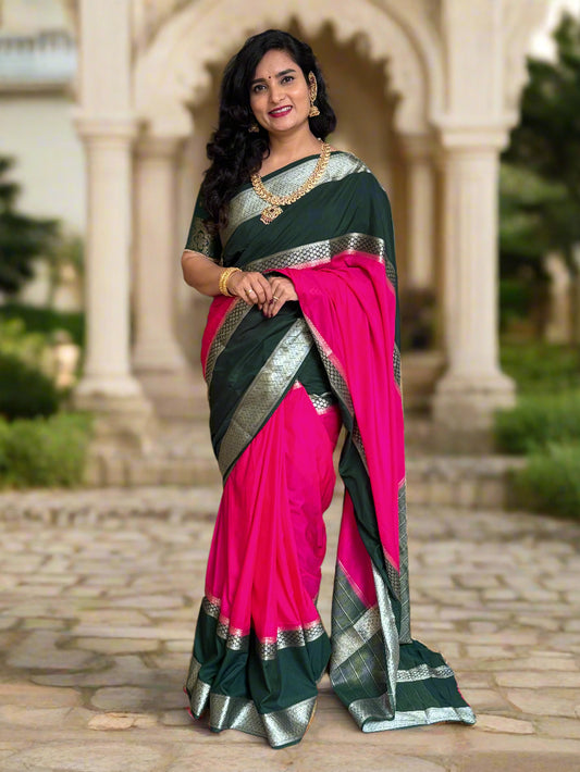 Semi Mysore Crepe (Premium, Contrast Big Bentex Star Border)