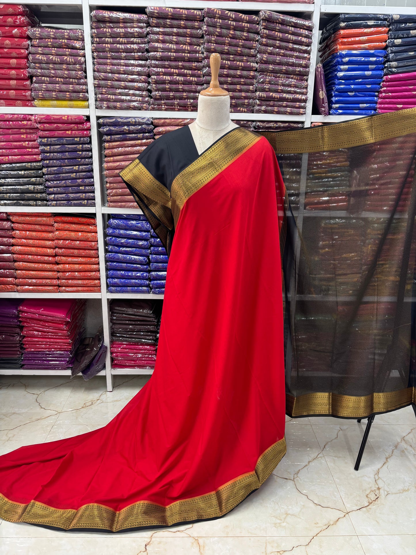 Semi Mysore Crepe (Mango and Floral Border)